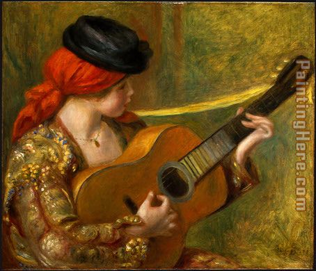 Young Spanish Woman with a Guitar painting - Pierre Auguste Renoir Young Spanish Woman with a Guitar art painting